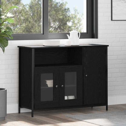 Sideboard 100x35x75 cm Engineered Wood Black oak