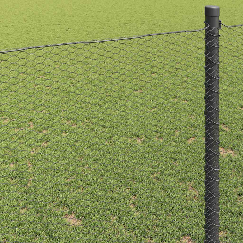 Hexagon Fence 1 x 50 m PVC Grey mesh Size 25 mm 1.4 m