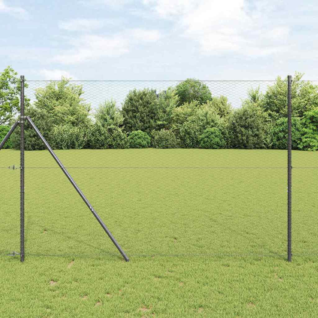 Hexagon Fence 1 x 50 m PVC Grey mesh Size 25 mm 1.6 m