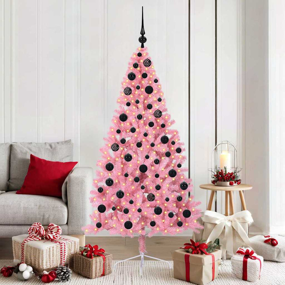 vidaXL Artificial Pre-lit Christmas Tree PVC 180 cm Pink