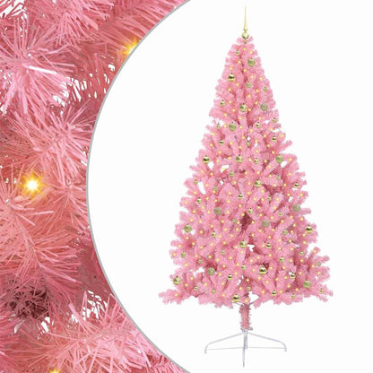 vidaXL Artificial Pre-lit Christmas Tree Pink 240 cm PVC 2