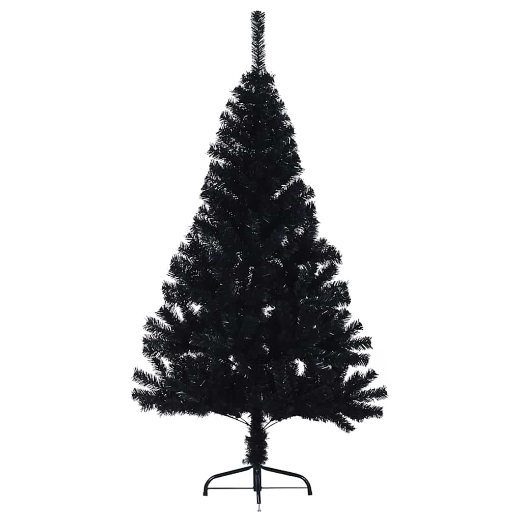 Artificial Pre-lit Christmas Tree PVC 150 cm Black with 60 rose gold balls