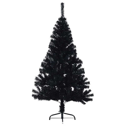 Artificial Pre-lit Christmas Tree PVC 150 cm Black with 60 rose gold balls