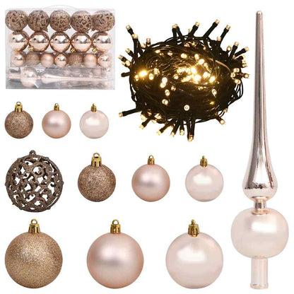 Artificial Pre-lit Christmas Tree PVC 150 cm Black with 60 rose gold balls