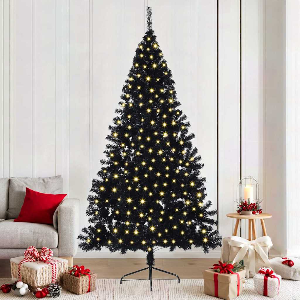 Artificial Pre-lit Christmas Tree PVC 210 cm Black without baubles