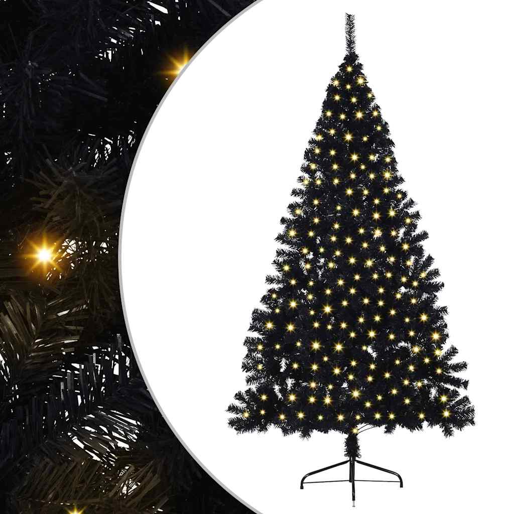 Artificial Pre-lit Christmas Tree PVC 210 cm Black without baubles