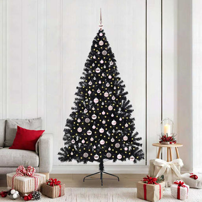 Artificial Pre-lit Christmas Tree PVC 210 cm Black with 120 pink balls