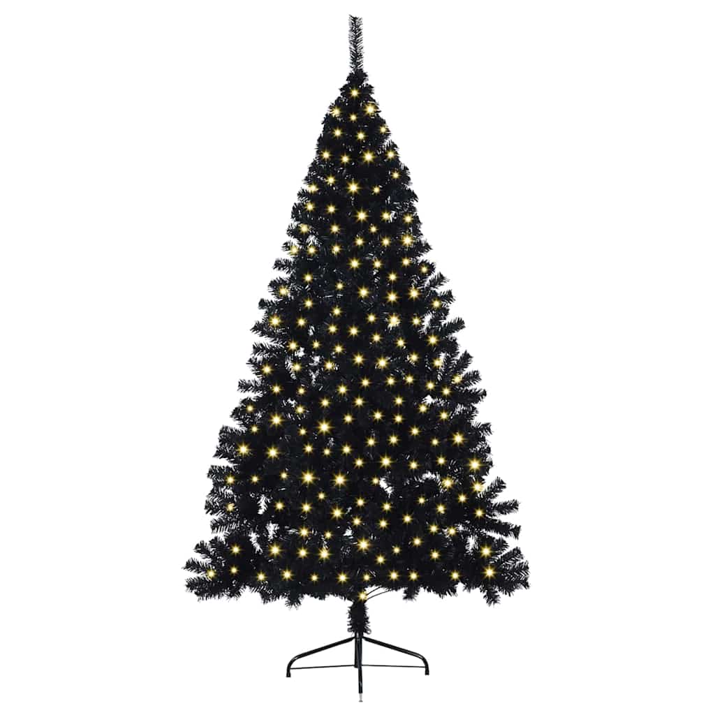 Artificial Pre-lit Christmas Tree PVC 240 cm Black without baubles