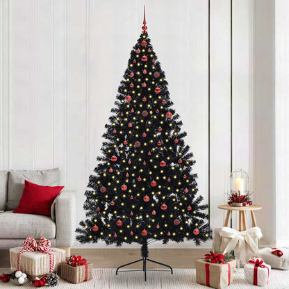 Artificial Pre-lit Christmas Tree PVC 240 cm Black with 120 red balls