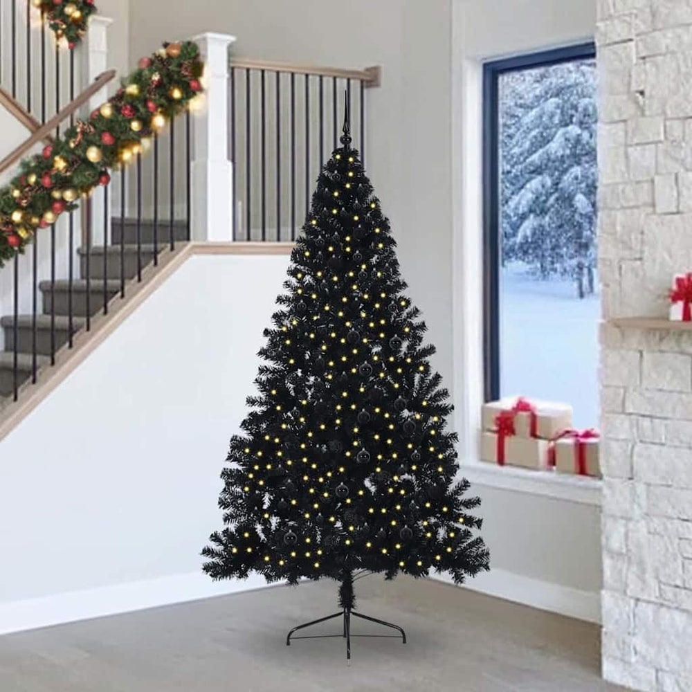 vidaXL Artificial Pre-lit Christmas Tree PVC 240 cm Black