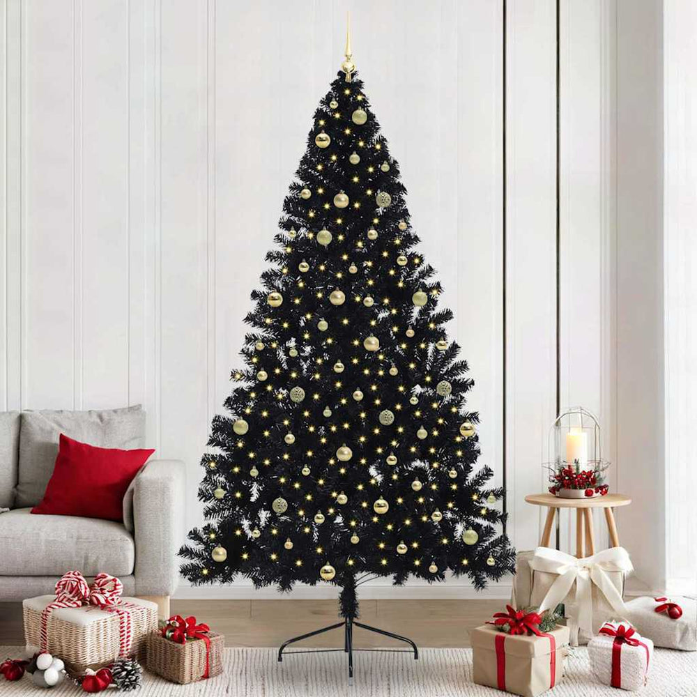 vidaXL Artificial Pre-lit Christmas Tree Black 240 cm PVC
