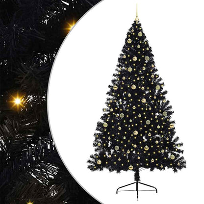 vidaXL Artificial Pre-lit Christmas Tree Black 240 cm PVC 2