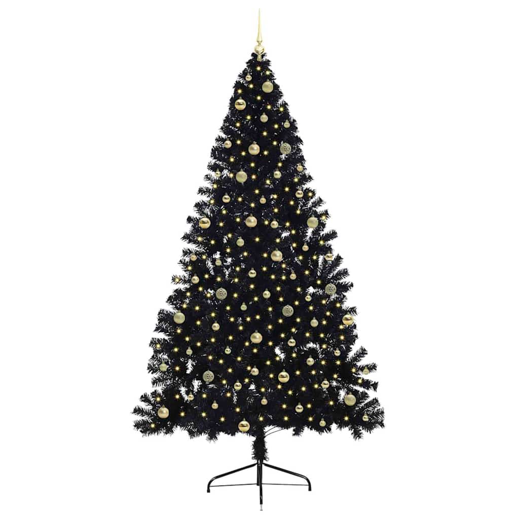 vidaXL Artificial Pre-lit Christmas Tree Black 240 cm PVC 3