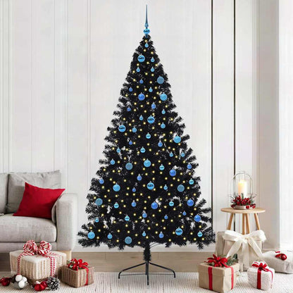Artificial Pre-lit Christmas Tree PVC 240 cm Black with 120 blue balls