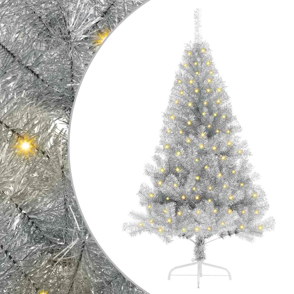 Artificial Pre-lit Christmas Tree PET 150 cm Silver without baubles