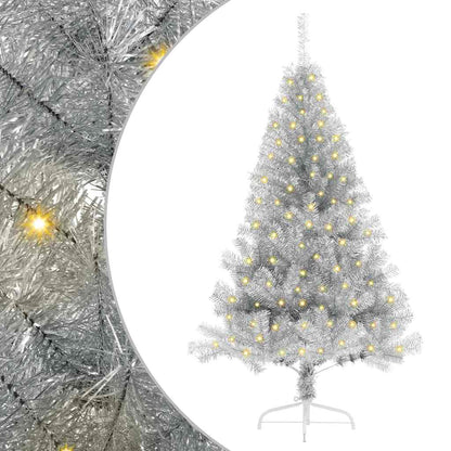Artificial Pre-lit Christmas Tree PET 150 cm Silver without baubles