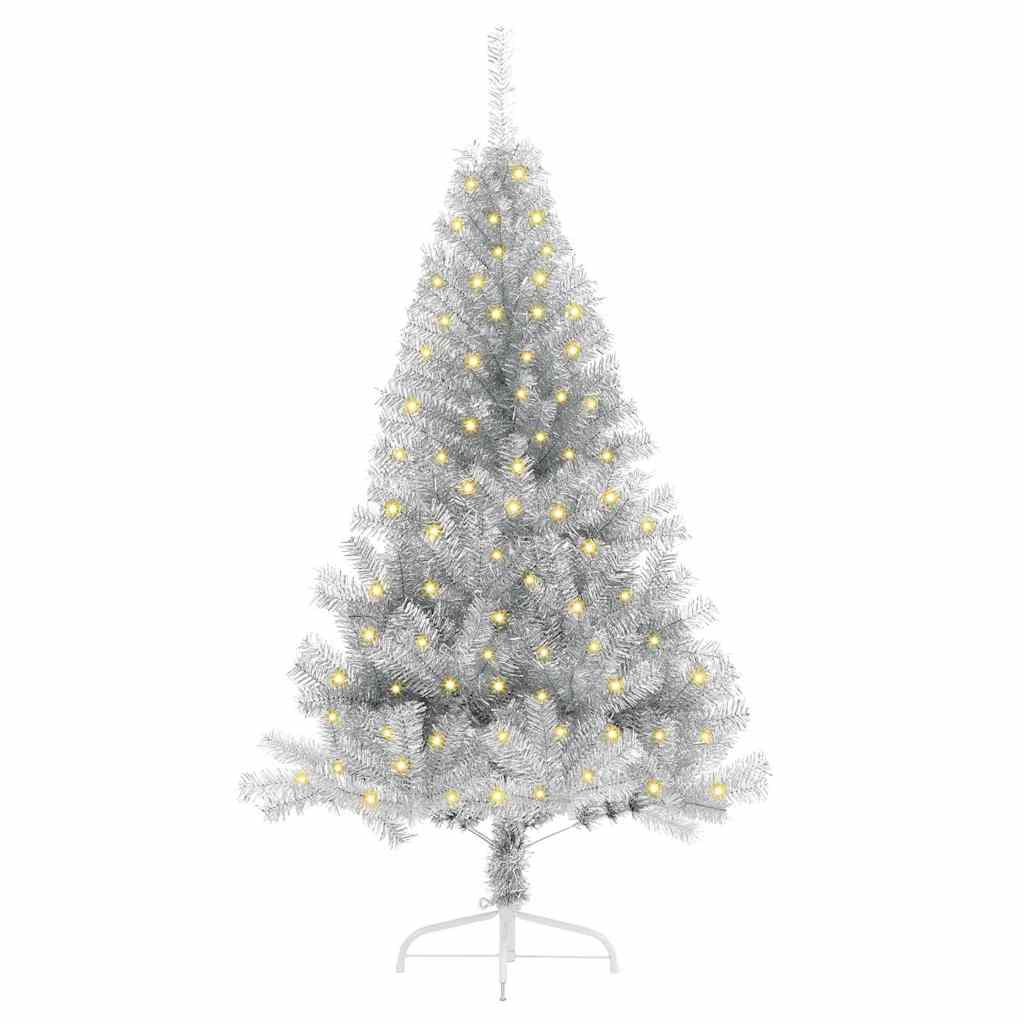 Artificial Pre-lit Christmas Tree PET 150 cm Silver without baubles