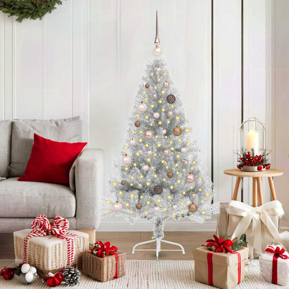 vidaXL Artificial Pre-lit Christmas Tree PET 150 cm Silver
