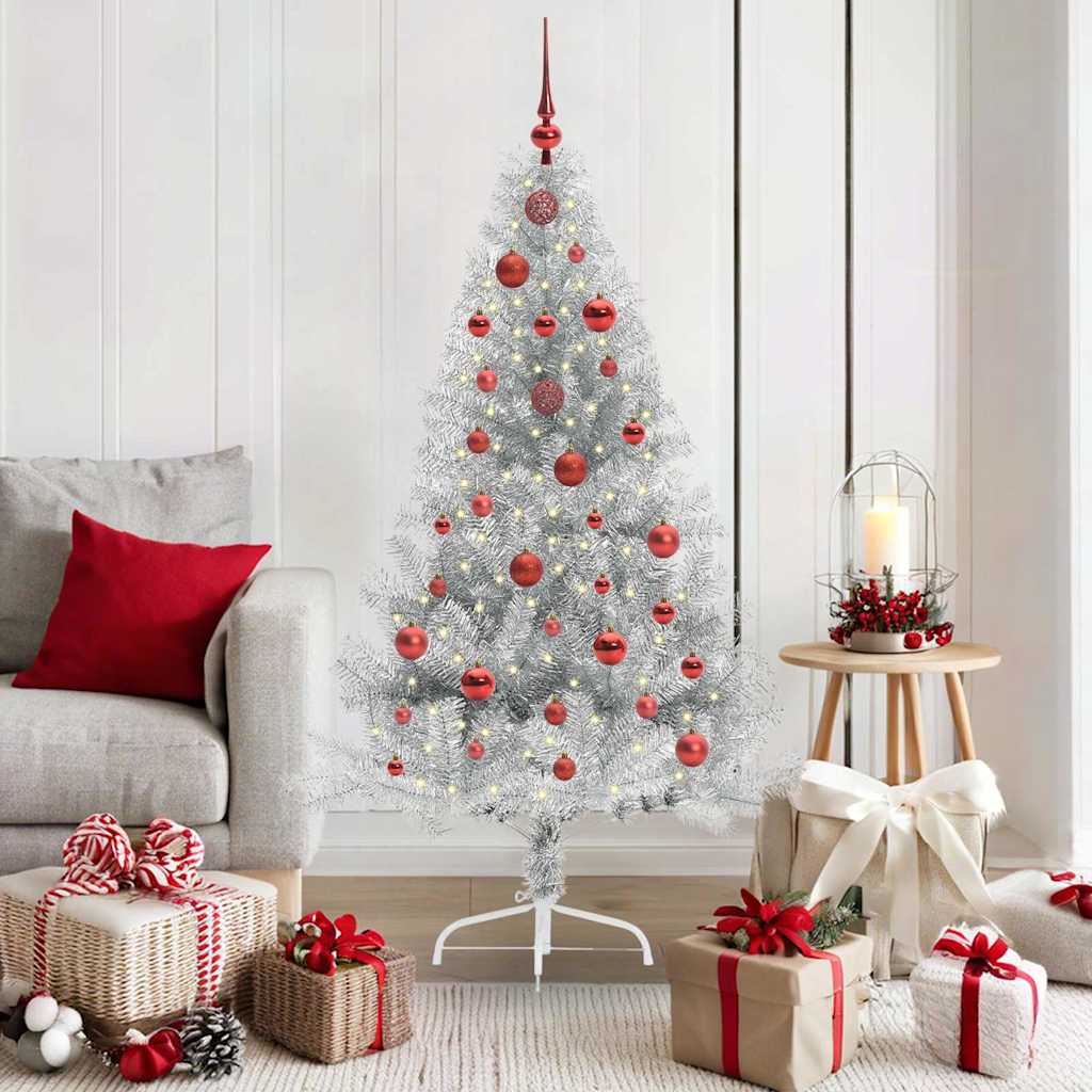 vidaXL Artificial Pre-lit Christmas Tree PET 150 cm Silver