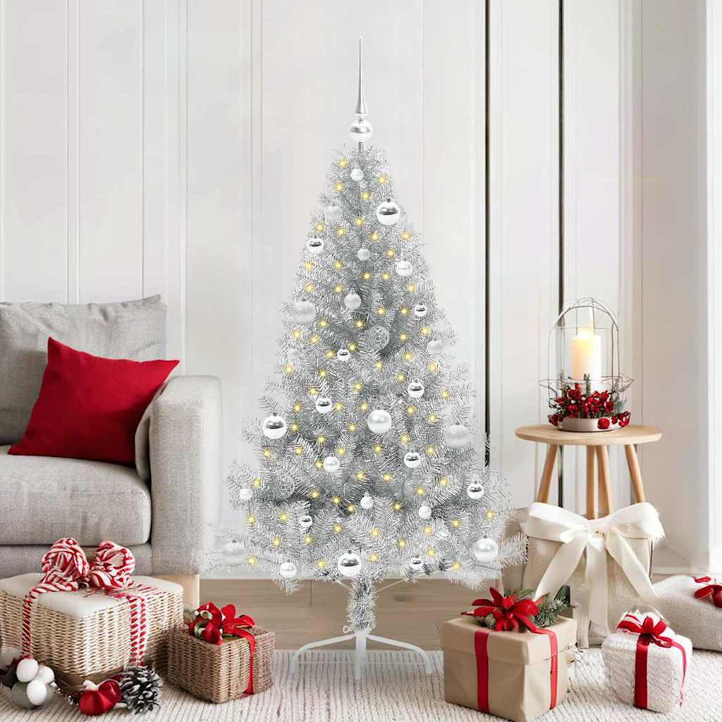 vidaXL Artificial Pre-lit Christmas Tree PET 150 cm Silver