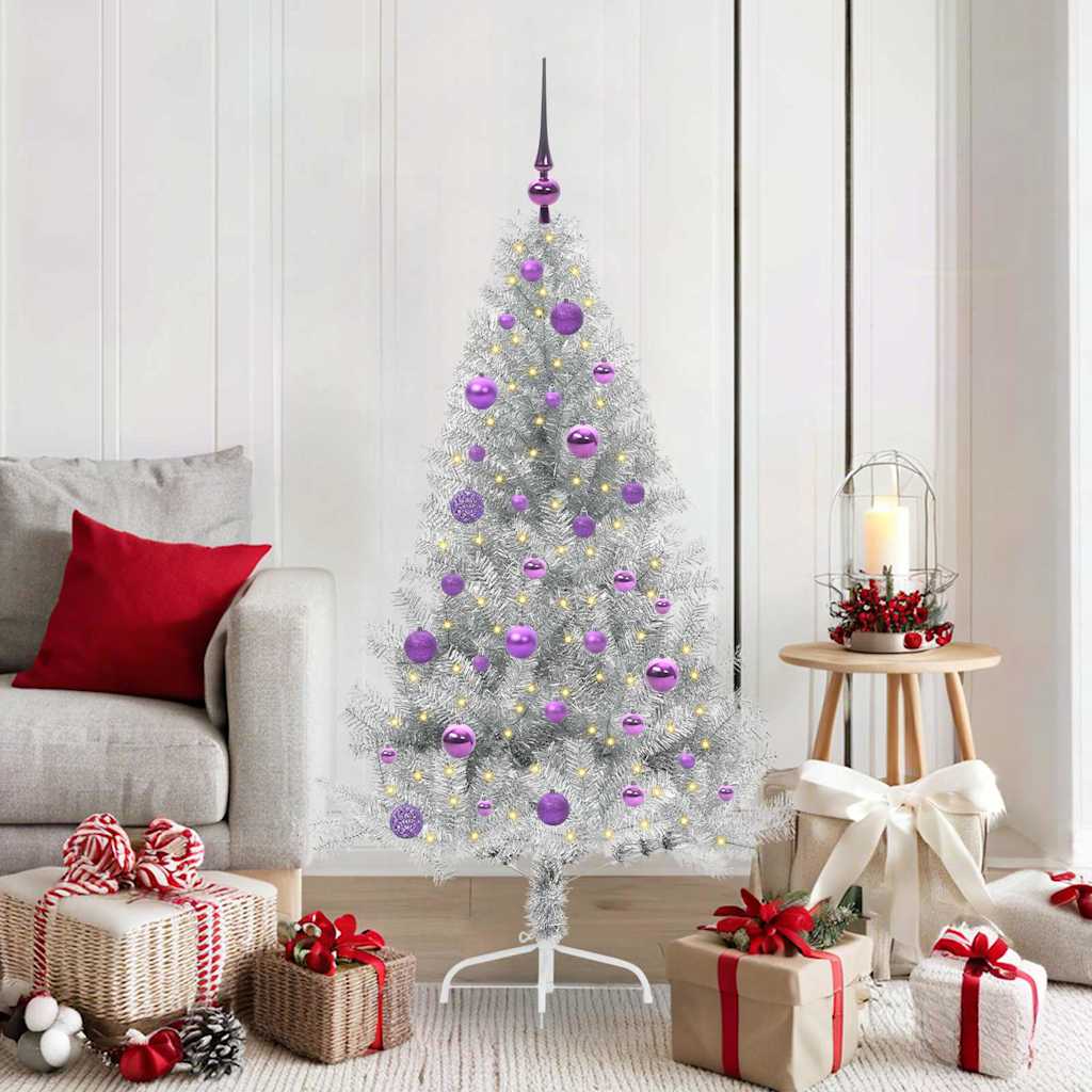 vidaXL Artificial Pre-lit Christmas Tree PET 150 cm Silver
