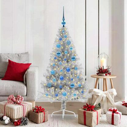 vidaXL Artificial Pre-lit Christmas Tree PET 150 cm Silver