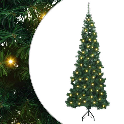 Corner Artificial Christmas Tree Green 180 cm PVC and Metal with 300 LEDs