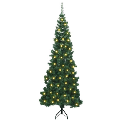 Corner Artificial Christmas Tree Green 180 cm PVC and Metal with 300 LEDs