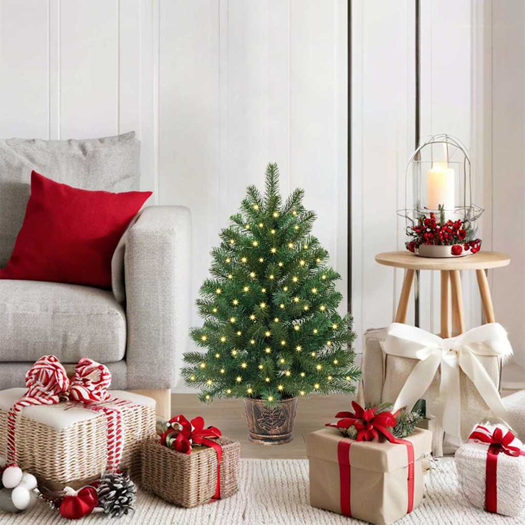 Artificial Christmas Tree Green PE and PVC 75 cm with LEDs