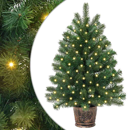 Artificial Christmas Tree Green PE and PVC 75 cm with LEDs