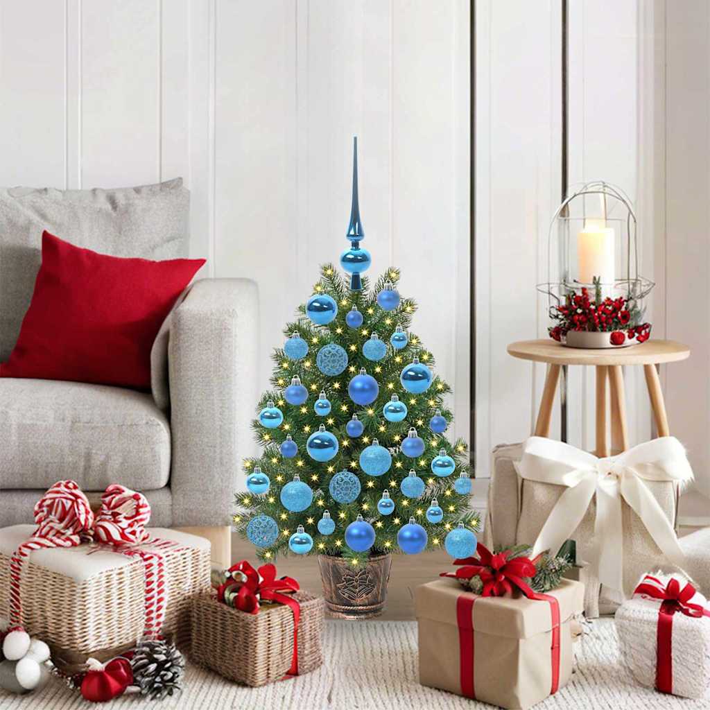 Artificial Christmas Tree Green PE and PVC 75 cm with LEDs &blue balls