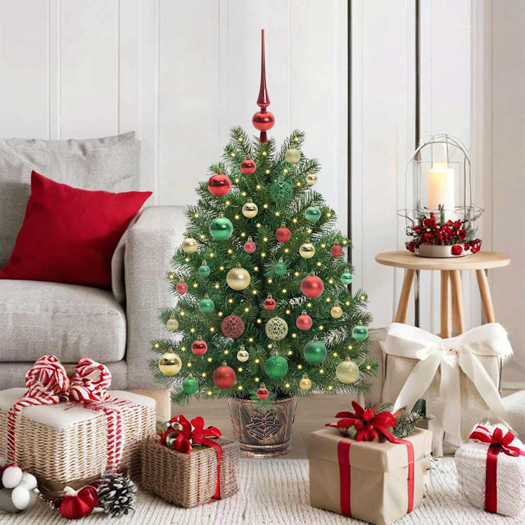 Artificial Christmas Tree Green PE and PVC 95 cm with LEDs &multicolour balls