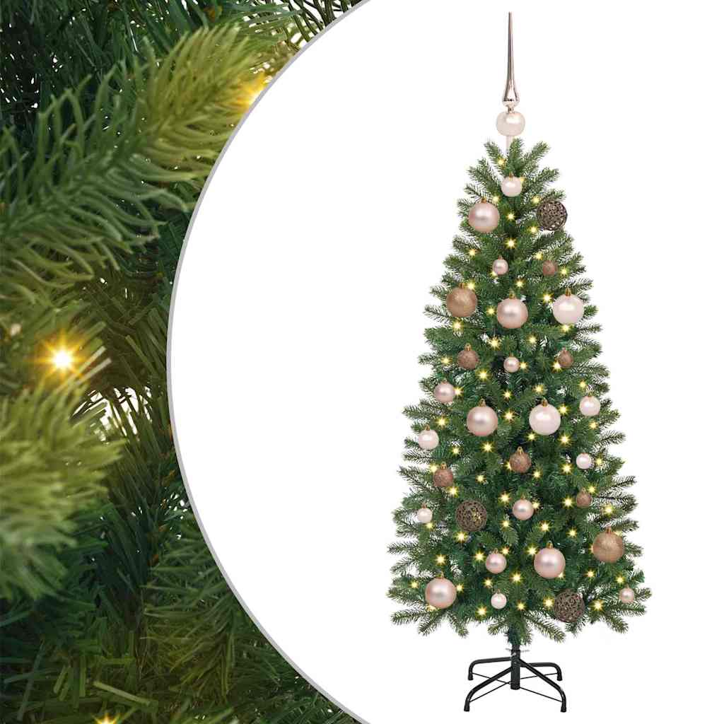 Artificial Christmas Tree Green PE and PVC 120 cm with LEDs &rose gold balls