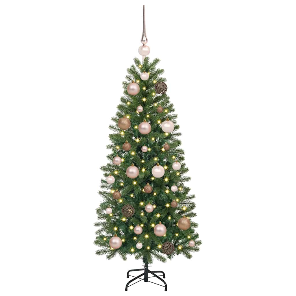 Artificial Christmas Tree Green PE and PVC 120 cm with LEDs &rose gold balls