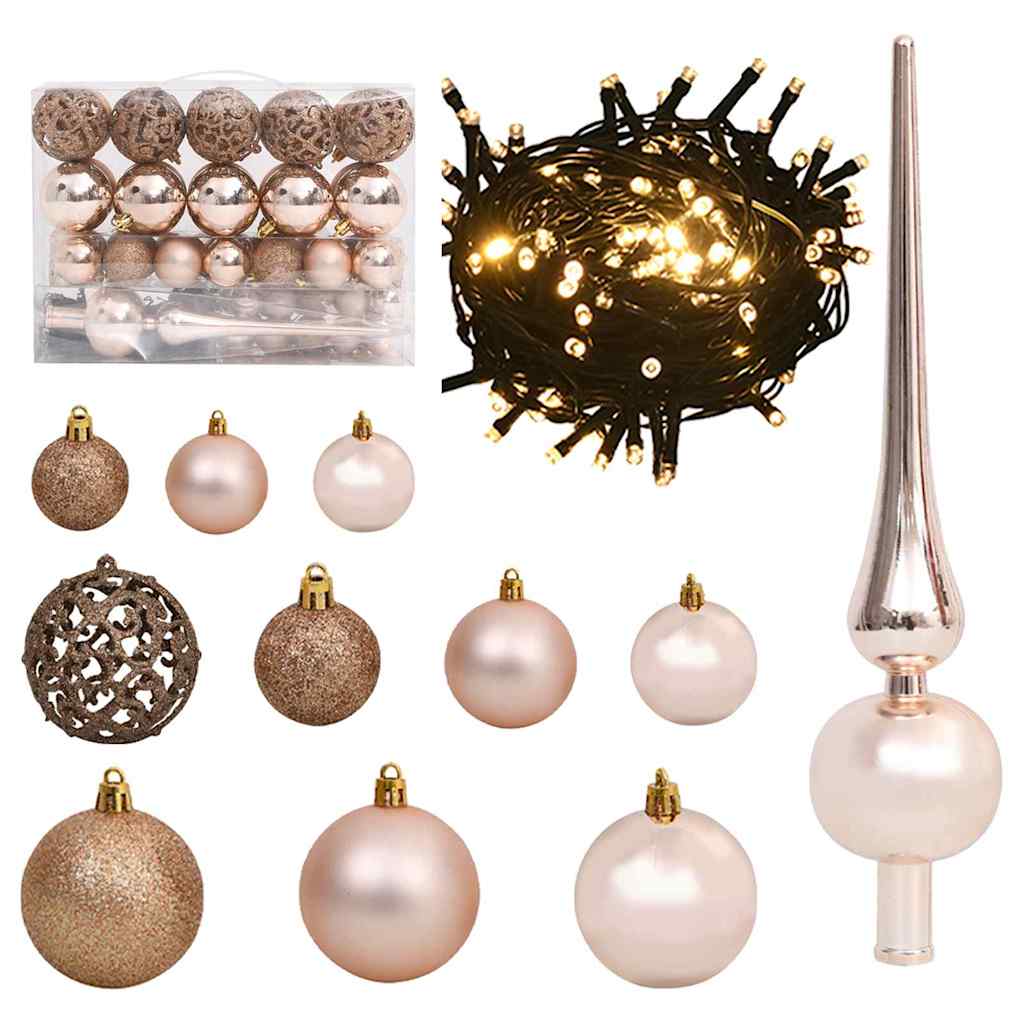 Artificial Christmas Tree Green PE and PVC 120 cm with LEDs &rose gold balls