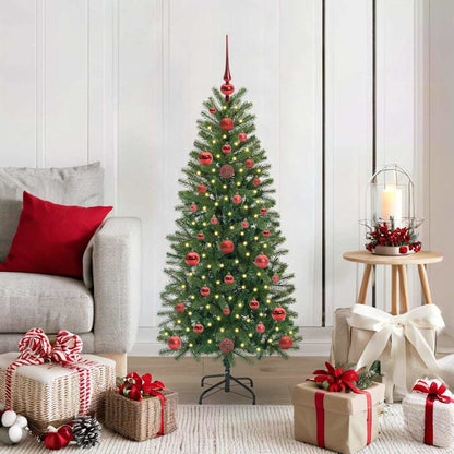 Artificial Christmas Tree Green PE and PVC 120 cm with LEDs &red balls