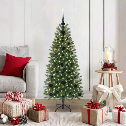 Artificial Christmas Tree Green PE and PVC 120 cm with LEDs &black balls