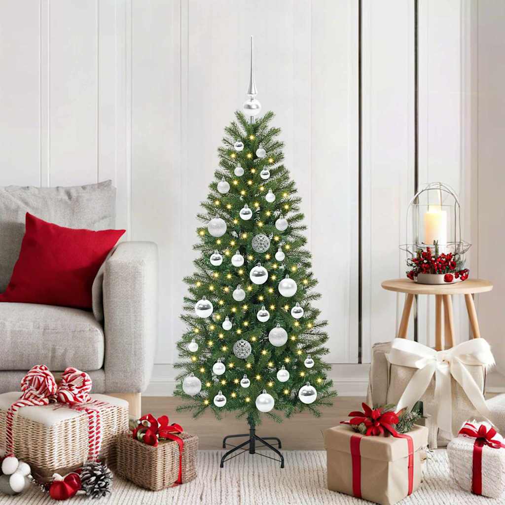 Artificial Christmas Tree Green PE and PVC 120 cm with LEDs &silver balls