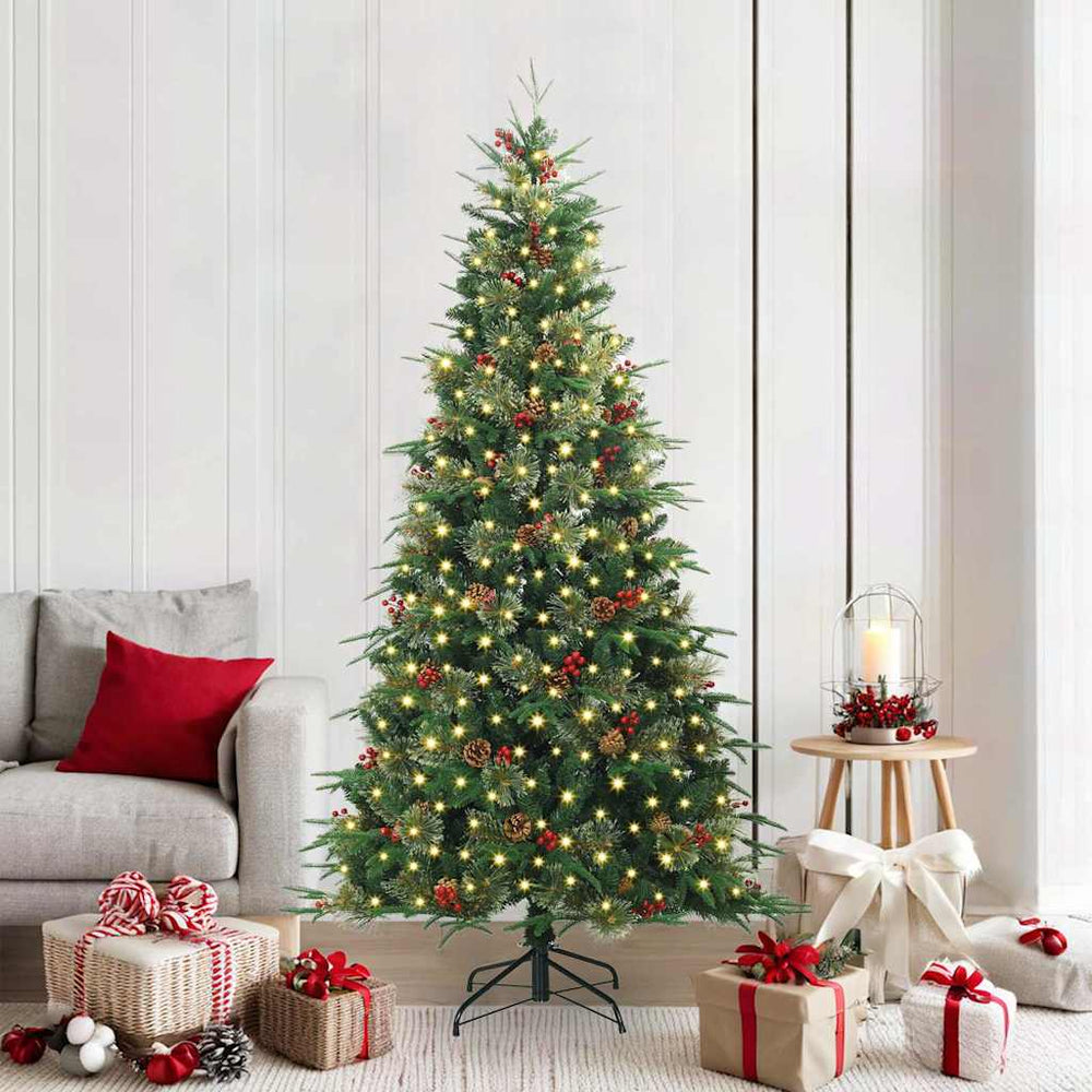 vidaXL Artificial Hinged Christmas Tree PE and PVC Green 210 cm