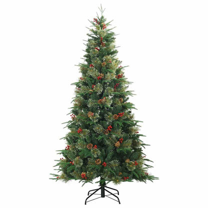 Artificial Hinged Christmas Tree PE and PVC Green 210 cm with LEDs