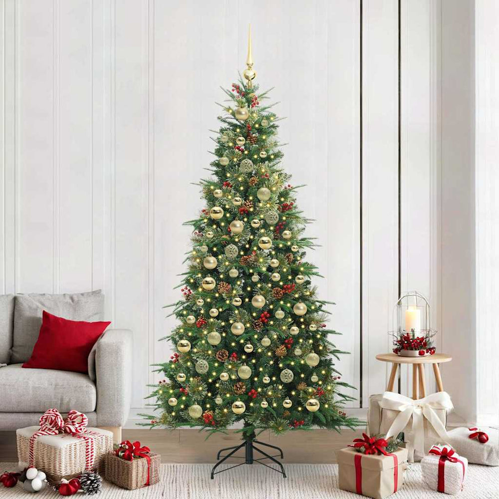 vidaXL Artificial Hinged Christmas Tree Green 210 cm PE and PVC