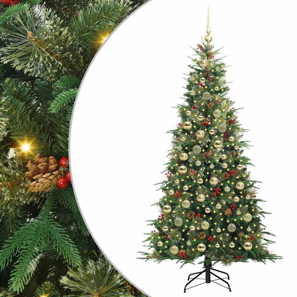 vidaXL Artificial Hinged Christmas Tree Green 210 cm PE and PVC 2