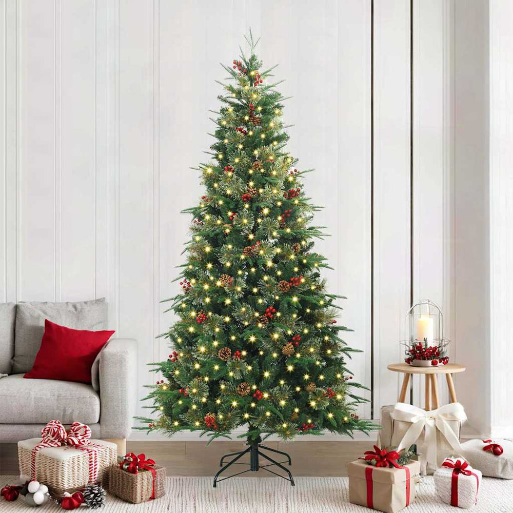 vidaXL Artificial Hinged Christmas Tree PE and PVC Green 240 cm