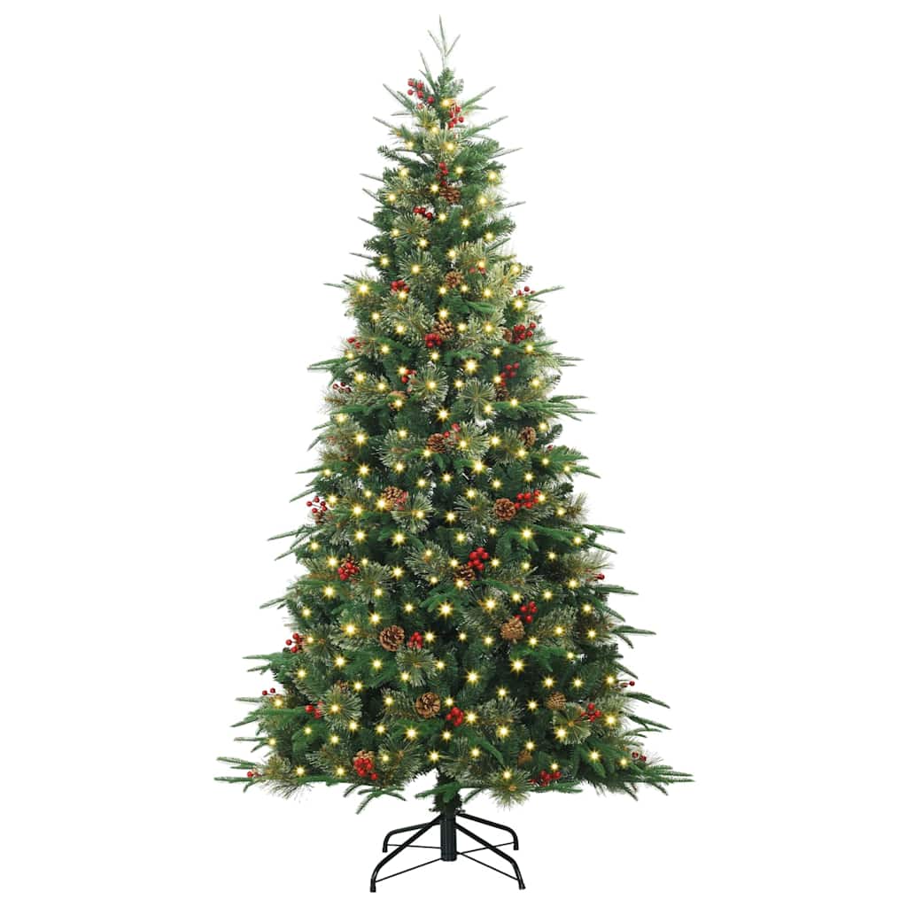 Artificial Hinged Christmas Tree PE and PVC Green 240 cm with LEDs