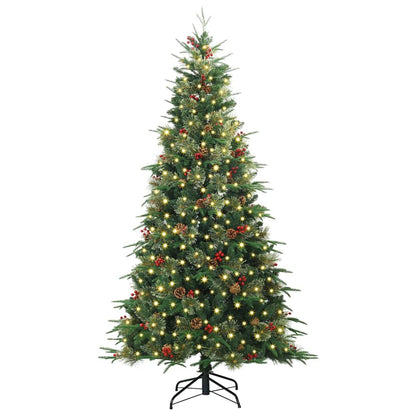 Artificial Hinged Christmas Tree PE and PVC Green 240 cm with LEDs