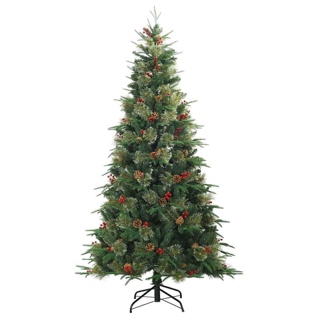 Artificial Hinged Christmas Tree PE and PVC Green 240 cm with LEDs
