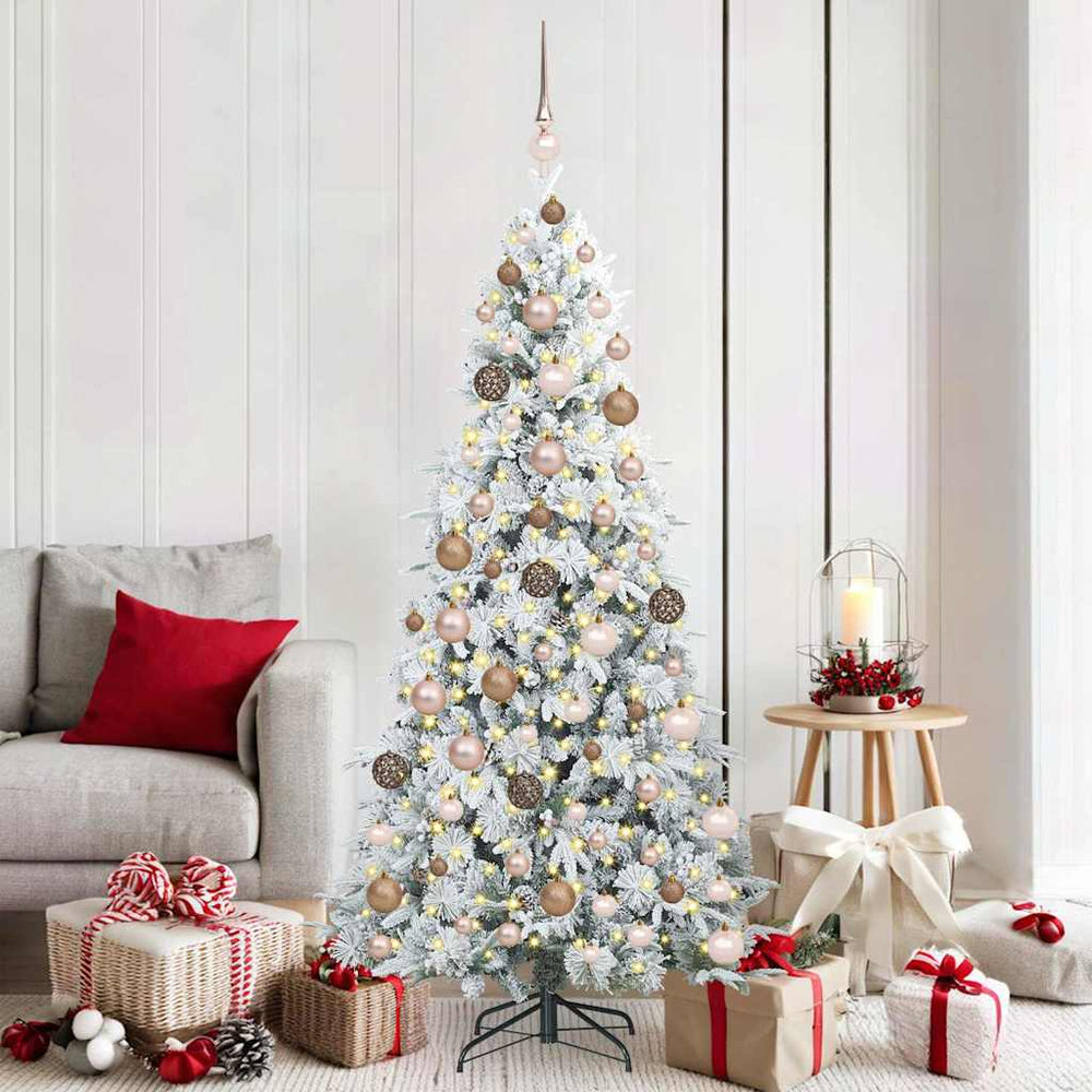 vidaXL Artificial Hinged Christmas Tree White 180 cm PE and PVC