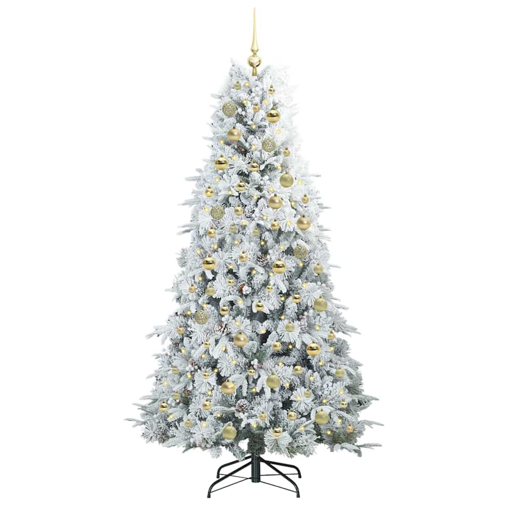 vidaXL Artificial Hinged Christmas Tree White 180 cm PE and PVC 3