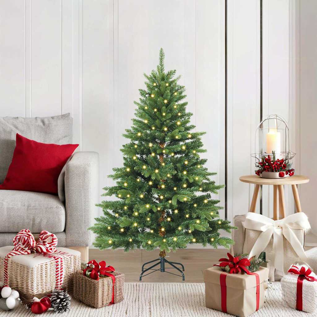 Artificial Christmas Tree with 150 LEDs PE and PVC Green 120 cm with LEDs