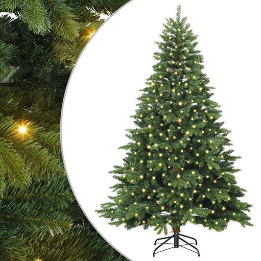 Artificial Christmas Tree with 300 LEDs PE and PVC Green 180 cm with LEDs